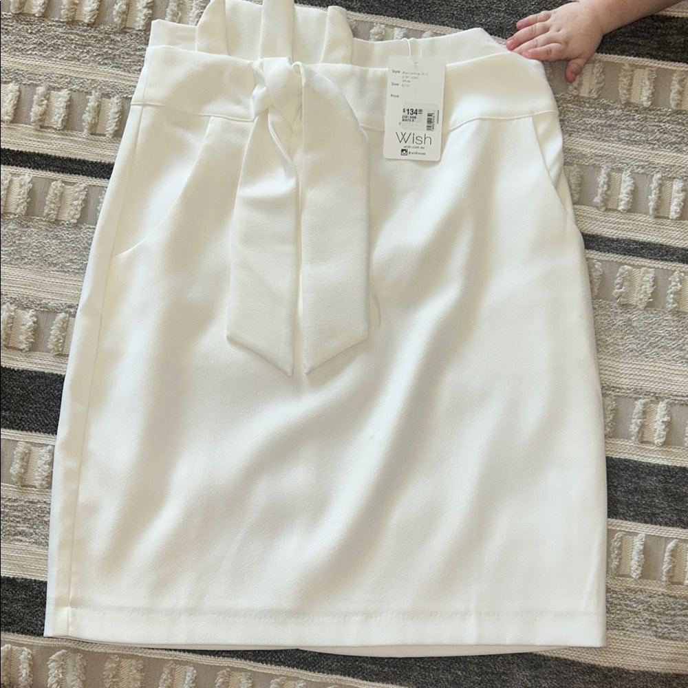 Wish White Tie-Waist Pencil Skirt
